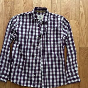 Mini Boden purple gingham boys dress Shirt 11-12y